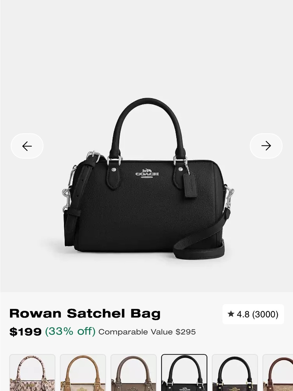 Coach Rowan Bag  - Black